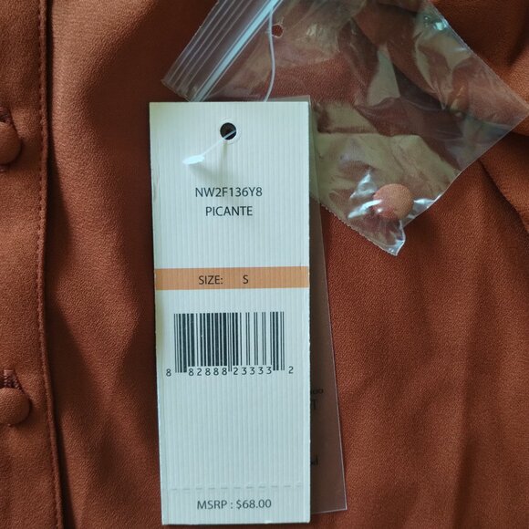 Nanette Lepore Blouse Womens Small Brown Long Sleeve V-Neck Ruffle Collar - Picture 4 of 13